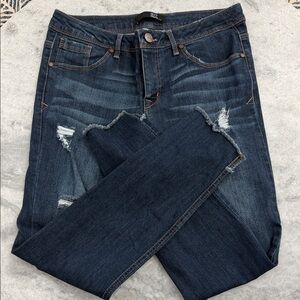 1822 Denim Dark Blue Distressed Skinny Jeans